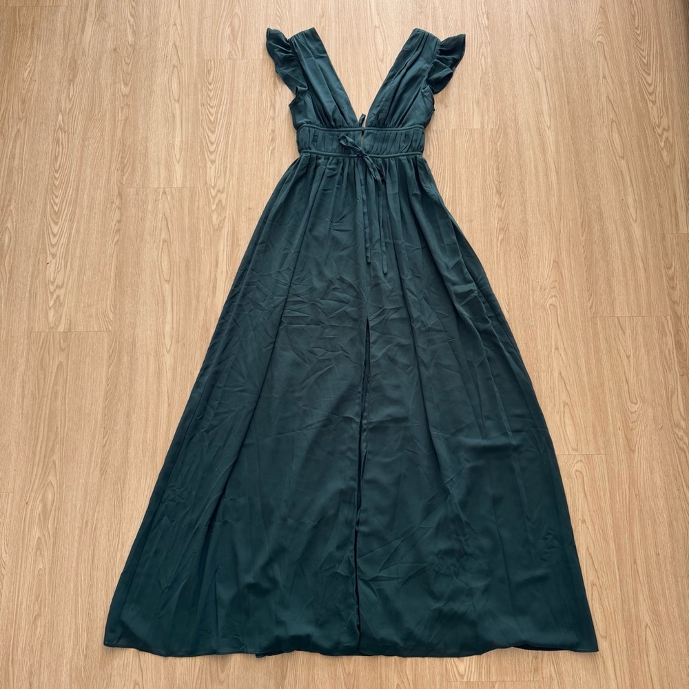 Lulus chiffon emerald green maxi dress nwot - Picture 8 of 8
